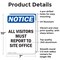 Signmission All Visitors Must Report To Site Office OSHA Notice Sign, Aluminum, 7in W x 10in L, 2PK OS-2PACK-NS-A-710-V-15243 - alternate 3